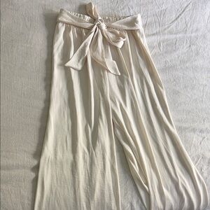 Elegant Cream Wide-Leg Pants